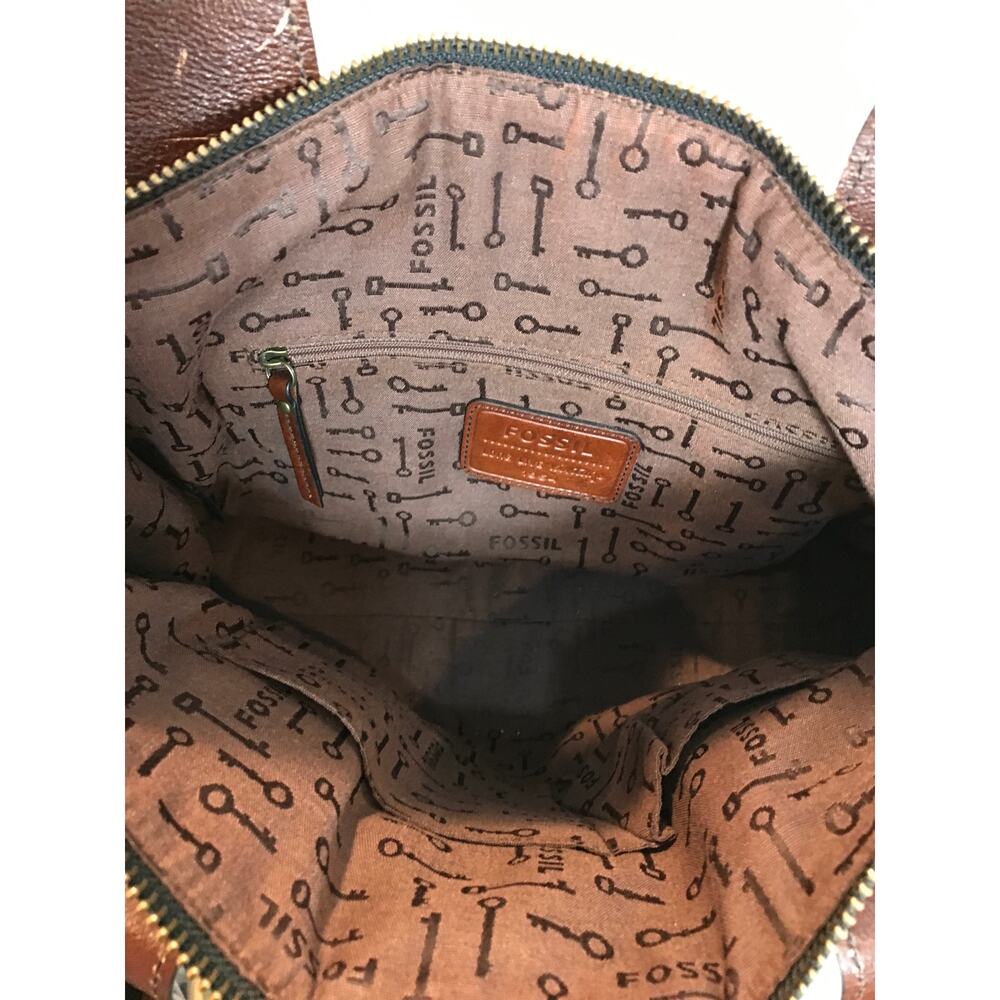 Fossil Vintage Reissue Satchel in Leather and Plaid Tweed Panels - Picture 8 of 11